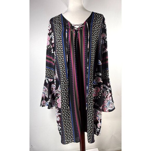 Ella Moon Dress Big Bell Sleeves Multicolor Paisley‎ Size XL Boho Goth Artsy NWT - Picture 1 of 16